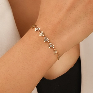 Hohlherz Armband Edelstahl 18K Vergoldet Sonnenstrahl Textur Verstellbare Kette Modeschmuck Für Damen
