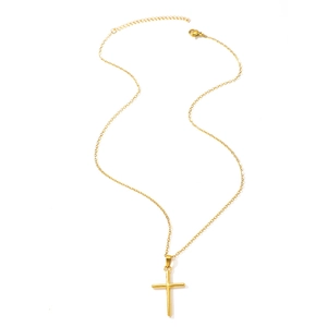 Minimalist gold-plated cross necklace with adjustable chain and lobster clasp