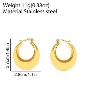 Detailed dimensions of gold stainless steel hoop earrings weighing 11g and 3.7cm height