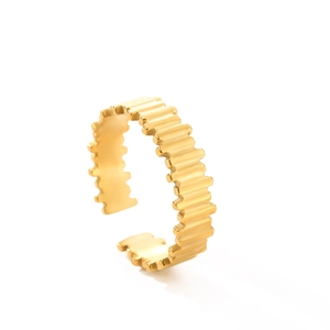 Minimalist gold plated stainless steel open ring with unique geometric zigzag texture