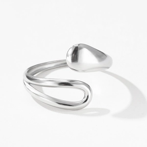 Minimalistischer 18K Edelstahl-Armreif mit Tropfenform und modernem Kunstdesign