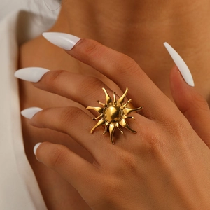 Sonnenstrahl Ring Edelstahl Sonne Offen Verstellbar Minimalistischer Schmuck Für Damen Mode Urlaub Starburst