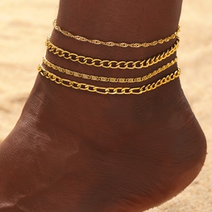 Bohemia Multilayer Anklets Stainless Steel Chain Gold Silver Tone Minimalist Beach Foot Jewelry For Women Elegant