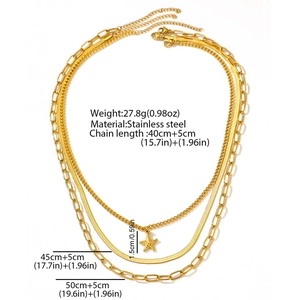 Detailed specs of gold layered necklace set with starfish pendant and snake chain
