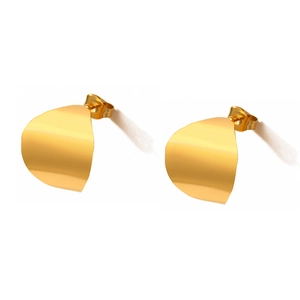 Minimalist gold-plated irregular curved geometric stud earrings with polished mirror finish