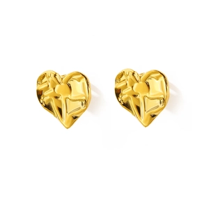 French vintage water ripple heart earrings in gold plated stainless steel for women