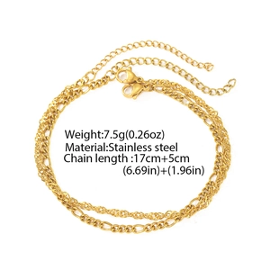 Detail of double-layer stainless steel curb chain with length and weight specifications