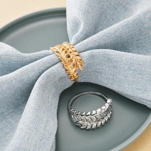 Wheat Ear Shape Napkin Rings Metal Leaf Design Table Decoration For Wedding Hotel Party Electroplated Zinc Alloy