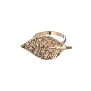 Elegant gold leaf napkin ring with vintage wrinkled texture for table decoration