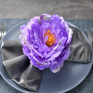 Artificial purple peony flower napkin ring for elegant wedding and restaurant table setting