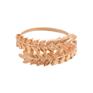 Elegant gold leaf napkin ring with double wheat ear design for wedding table decor