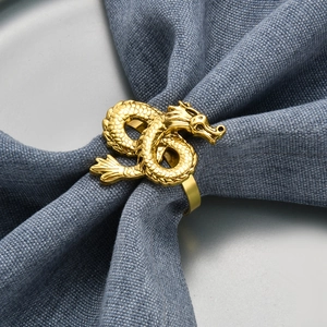 Golden dragon napkin ring made of zinc alloy for elegant hotel table decoration