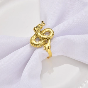 Golden dragon napkin ring made of zinc alloy for elegant hotel table decoration