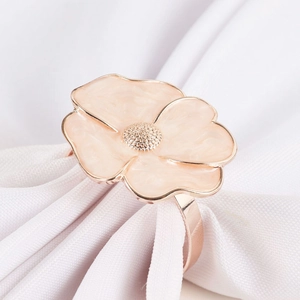 Elegant rose gold flower napkin ring with cream enamel for wedding table decor