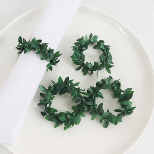 Artificial Green Leaf Napkin Ring Plastic Foliage Wreath Buckle For Christmas Wedding Restaurant Dining Table Decoration