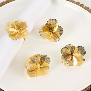 Portatovaglioli Floreali Fibbie In Metallo In Lega Di Zinco Cava Dorata Per Decorazione Tavola Matrimonio Natale Elegante Porta Fiori