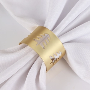 Matte Gold Hollow Christmas Tree Napkin Ring Zinc Alloy Napkin Buckle For Christmas Dining Table Decor Hotel Setting