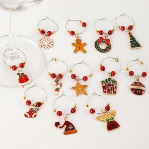 Christmas Wine Glass Charms Zinc Alloy Enamel Drink Markers For Holiday Party Table Decorations Festive Ornaments
