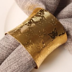 Butterfly Pattern Zinc Alloy Napkin Rings Golden Slim Waist Metal Napkin Buckles For Wedding Banquet Hotel Table Decor