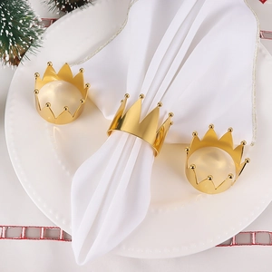 Crown Napkin Rings Zinc Alloy Metal Napkin Buckles Gold Mirror Finish For Wedding Banquet Hotel Party Christmas Table Decor