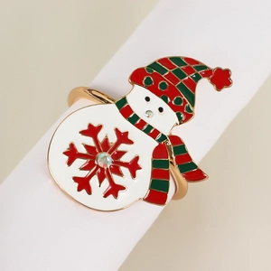 Weihnachts-Schneemann-Serviettenring mit Emaille und Strass für festliche Tischdekoration