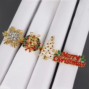 Weihnachtliche Serviettenringe Set mit Schneeflocke, Rentier, Baum und Schriftzug