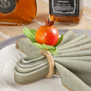 Handgewebte Granatapfel Serviettenringe Simulation Frucht Blätter Hanfseil Serviettenschnalle Für Hochzeit Party Tischdeko