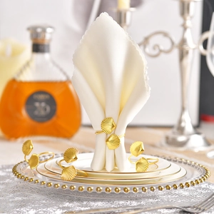 Shell Napkin Rings Zinc Alloy Gold Plated Scallop Shape Open Design Metal Buckle Holder For Table Decor Wedding Party
