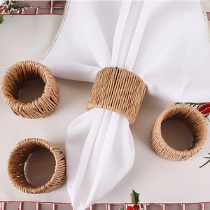Set of 4 handmade natural woven napkin rings for rustic home table decoration