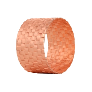 Rose gold woven napkin ring with a stylish braided pattern for elegant table decor
