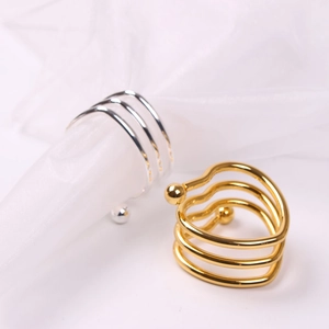 Hollow Heart Napkin Rings Zinc Alloy Metal Double Beads Spiral Spring Table Decoration Valentine Wedding Hotel Elegant