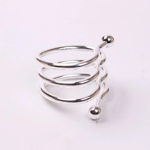 Silver multi-layer spiral spring napkin ring with double beads for table decor