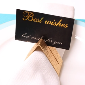 Hammered Zinc Alloy Napkin Ring With Card Slot Holder Gold Metal Napkin Buckle For Hotel Wedding Dining Table Decoration