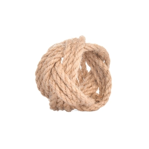 Handmade brown hemp rope woven napkin ring with rustic bohemian braided texture