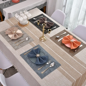 Faux linen woven placemat set in multiple colors for elegant table decor settings