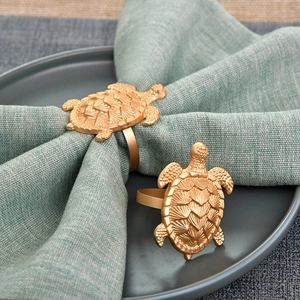 Schildkröte Serviettenringe Gold Zinklegierung Metall Serviettenschnallen Tischdekoration Meerestier Thema Hotel Haus