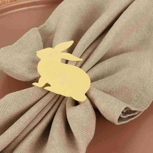 Rabbit Napkin Ring Retro Zinc Alloy Electroplated Bunny Buckle For Thanksgiving Easter Table Decor Gold Finish Animal
