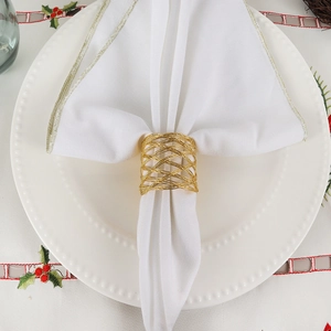 Gold Metal Napkin Rings Hollow Mesh Woven Zinc Alloy Table Decor For Wedding Party Hotel Fine Dining Banquet Elegant