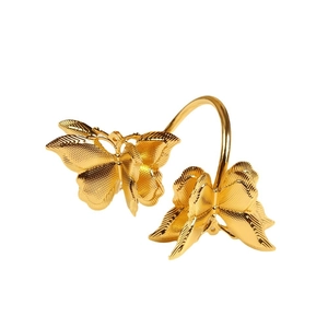 Eleganter goldener doppellagiger Schmetterling-Serviettenring mit Metall-Struktur