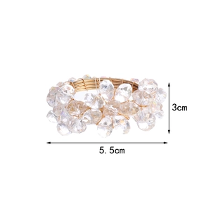 Handcrafted crystal bead napkin ring with gold woven wire for elegant table settings