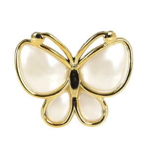Elegant gold butterfly napkin ring with white shell acrylic inlay for luxury dining sets