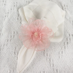 3D Organza Flower Napkin Rings Elegant Mesh Fabric Napkin Buckles For Wedding Banquet Valentine Day Table Decor
