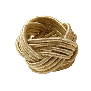 Handcrafted woven gold rope knot napkin ring for elegant dining table setting decor