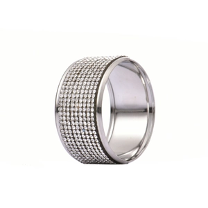 Funkelnder Serviettenring aus Silber mit mehrreihigen Kristall-Strasssteinen für Hochzeiten
