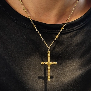 Collana Con Pendente Crocifisso Acciaio Inossidabile Croce Di Gesù Cristo Gioielli Religiosi Retro Punk Per Uomo Donna