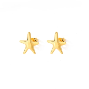 Boucles d'oreilles étoiles de mer dorées polies au style tropical et finition métal