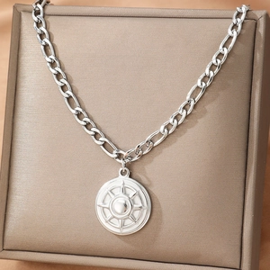 Collana Figaro in acciaio inossidabile argento con ciondolo a stella e bussola