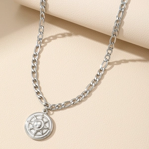Collana Figaro d'argento con ciondolo a bussola a stella in acciaio placcato 18K