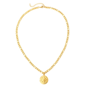 Collana Figaro in acciaio inossidabile placcato oro 18K con ciondolo a stella a otto punte