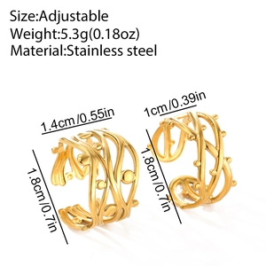 Detail showing 5.3g woven gold stainless steel earrings with adjustable open design